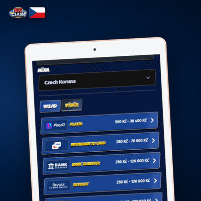 Bankovní převod pro výběr vyšších částek z Bigclash Casino za 1–3 pracovní dny