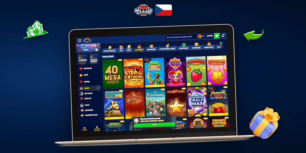 Bigclash Casino desktop – lobby, pokladna a živé kasino v jednom přehledu