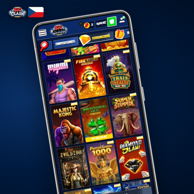 Bigclash Casino v mobilním prohlížeči – ikona chytrého telefonu s lobby