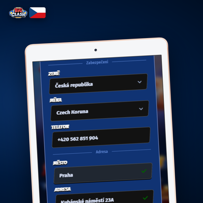 Bigclash Casino registrace přes telefon s ověřením pomocí SMS kódu